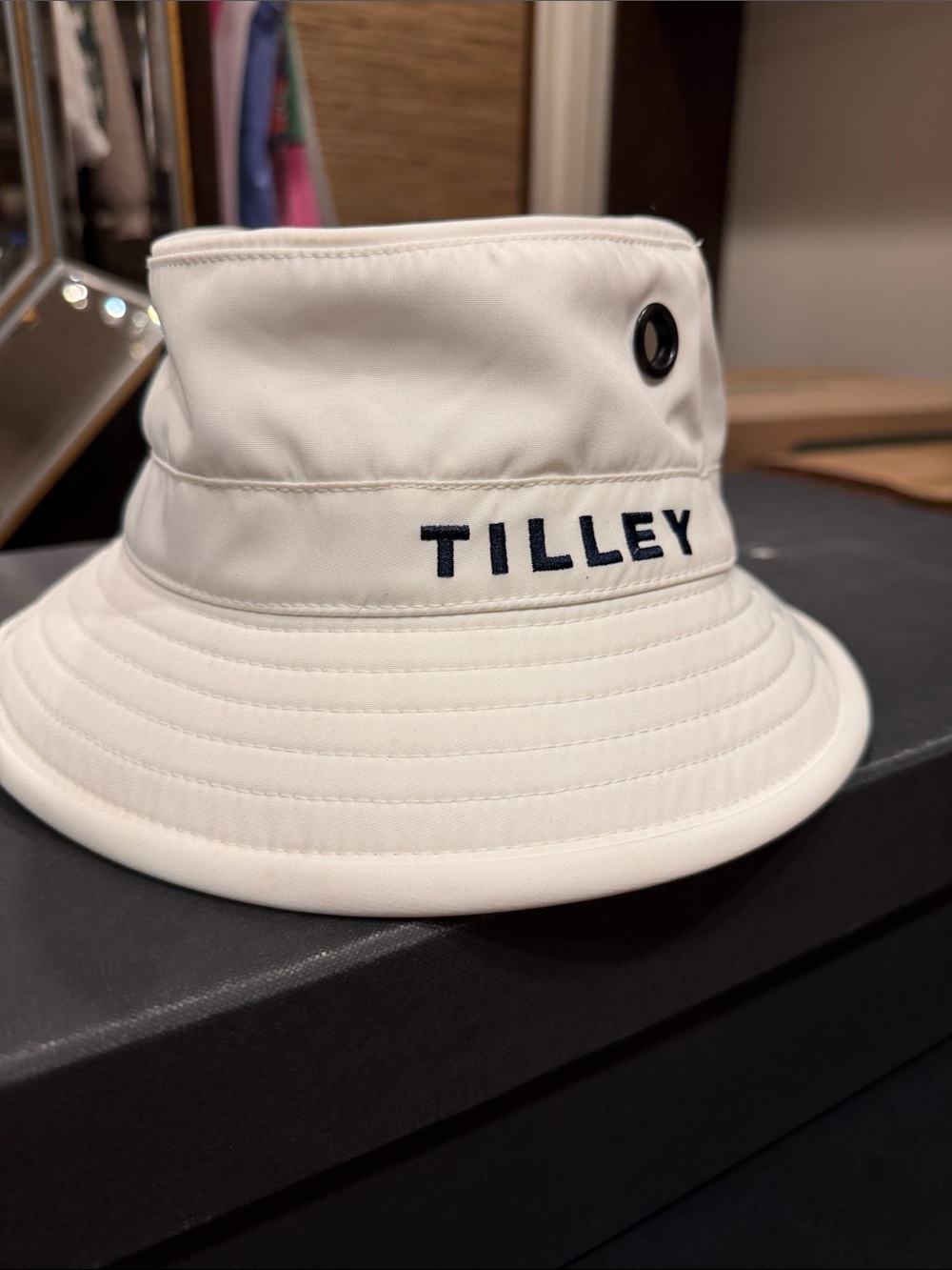 Tilley Women's White Bucket Hat with Embroidered Logo